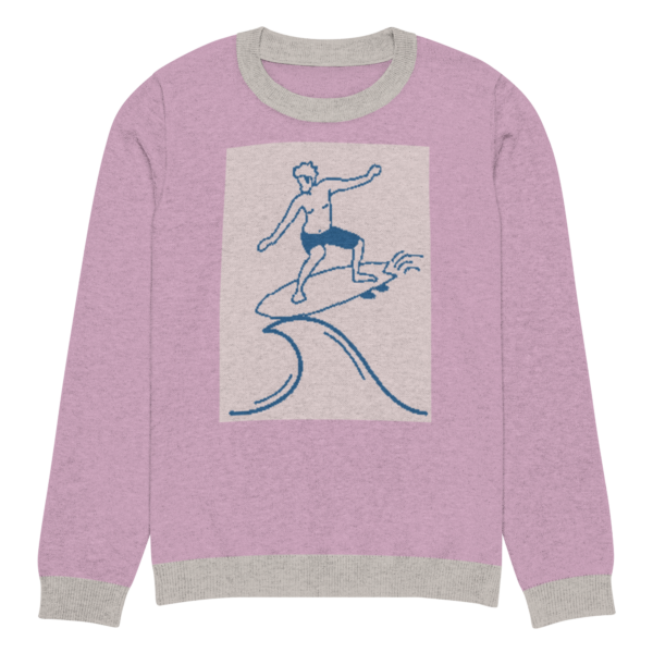 Knitted crew neck sweater Unisex - Pink Surf - Image 3