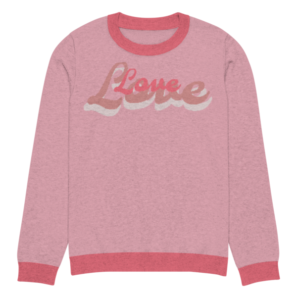 Knitted crew neck sweater Unisex - Pink Love - Image 3