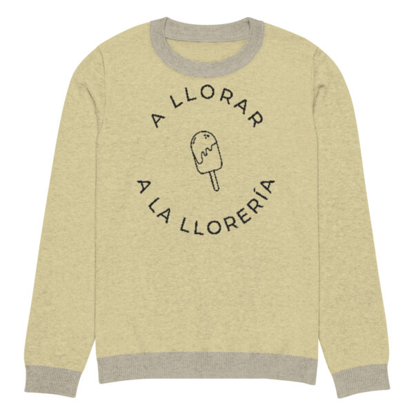 Knitted crew neck sweater Unisex - Yellow Ice Cream - Image 3