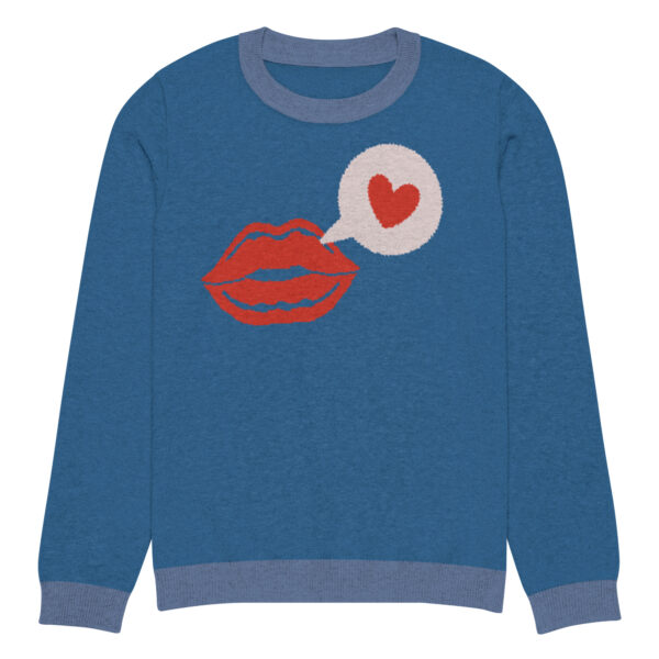 Knitted crew neck sweater Unisex - Blue Kiss - Image 3