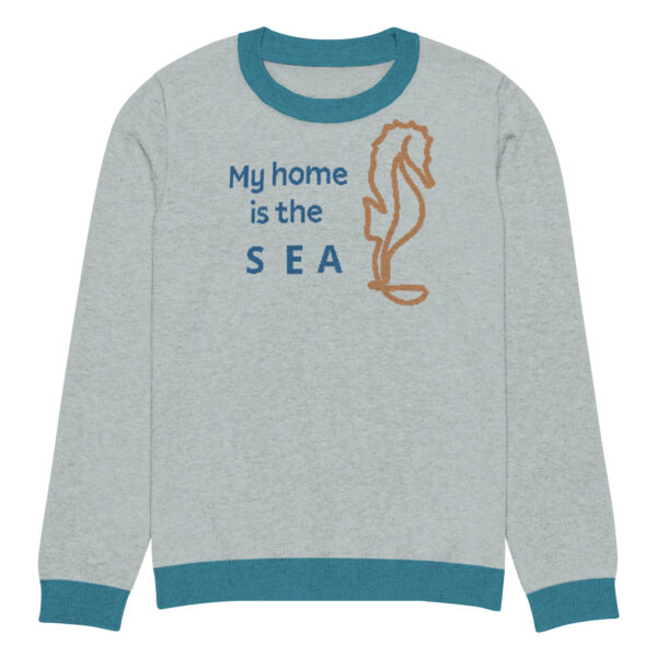 Knitted crew neck sweater Unisex - My Home is the Sea - Image 3