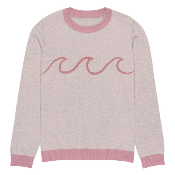 Knitted crew neck sweater Unisex - Pink Waves - Image 3