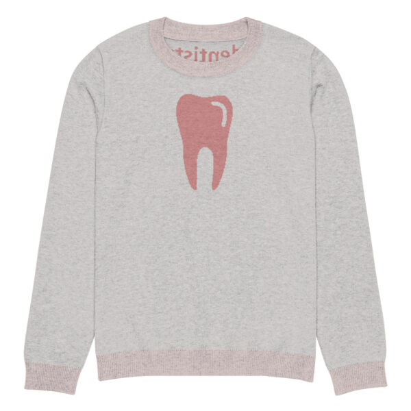 Knitted crew neck sweater Unisex - Dentistry Pink and Gray - Image 3