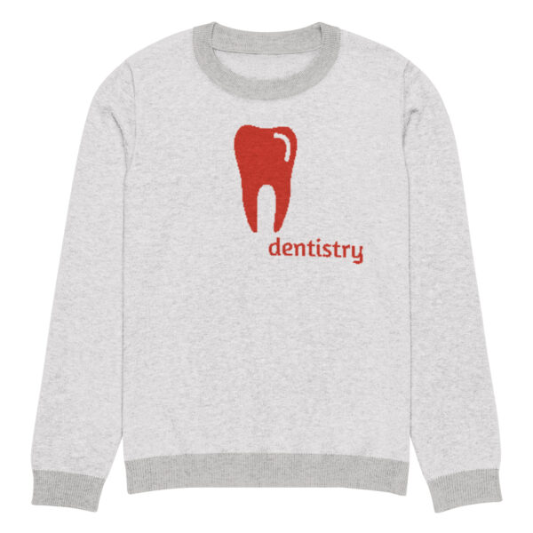 Knitted crew neck sweater Unisex - Dentistry Red and Gray - Image 3