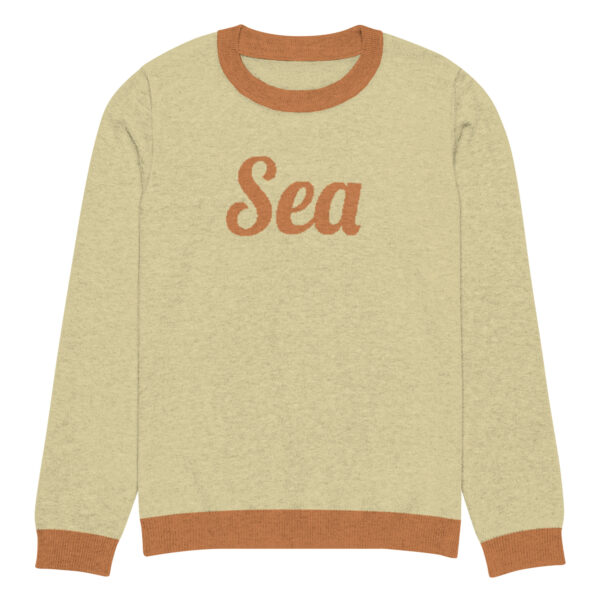 Knitted crew neck sweater Unisex - Yellow Sea - Image 3
