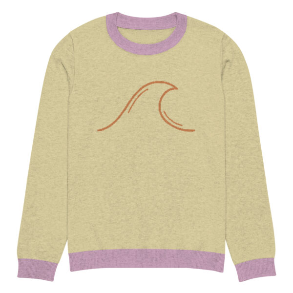 Knitted crew neck sweater Unisex - Yellow Wave - Image 3