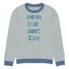 Knitted crew neck sweater - Messy Hair Don't Care Blue Candy - Image 5