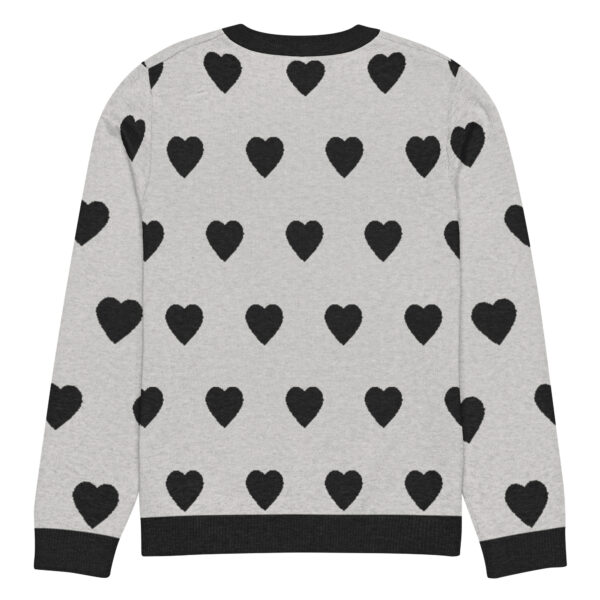 Knitted crew neck sweater Unisex - Hearts Black and Gray - Image 12
