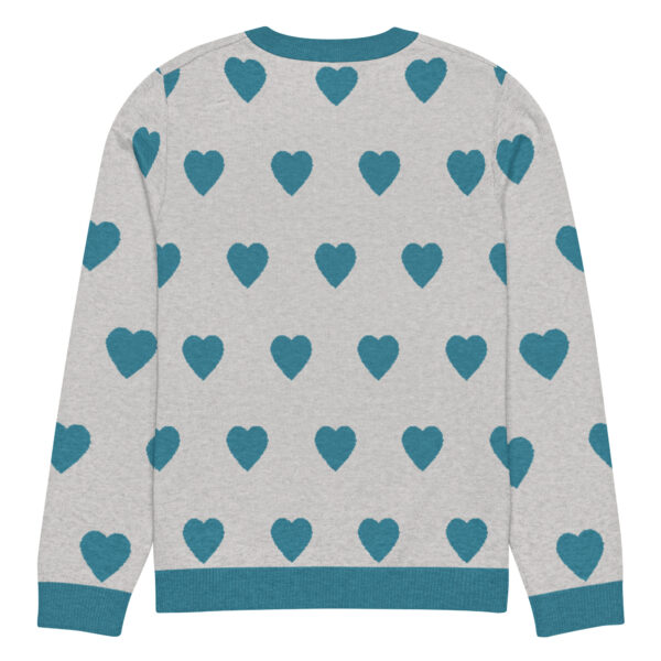 Knitted crew neck sweater Unisex - Green Hearts - Image 12