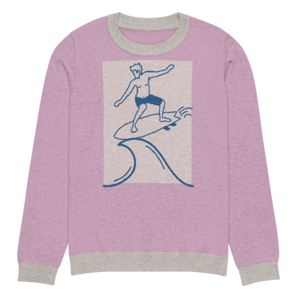 Knitted crew neck sweater Unisex - Pink Surf - Image 9