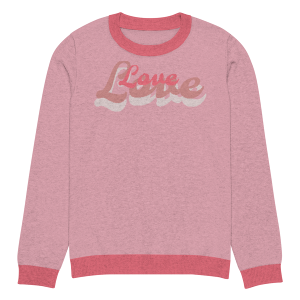 Knitted crew neck sweater Unisex - Pink Love - Image 9