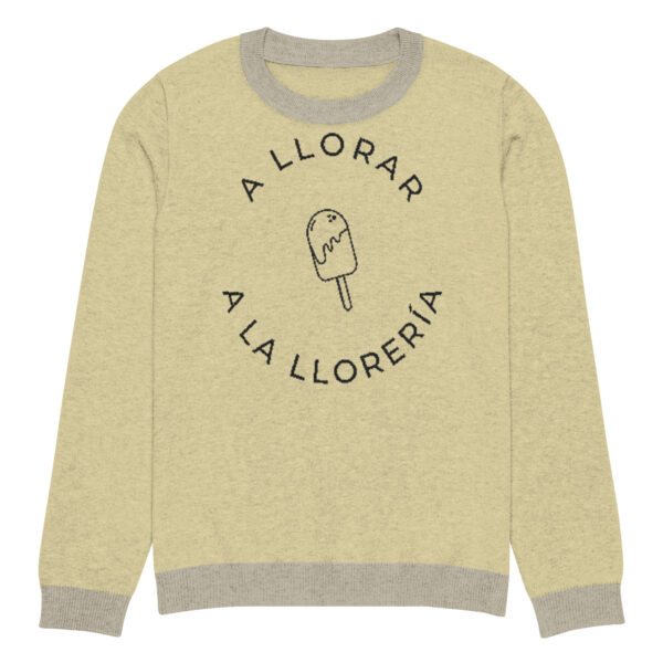 Knitted crew neck sweater Unisex - Yellow Ice Cream - Image 9