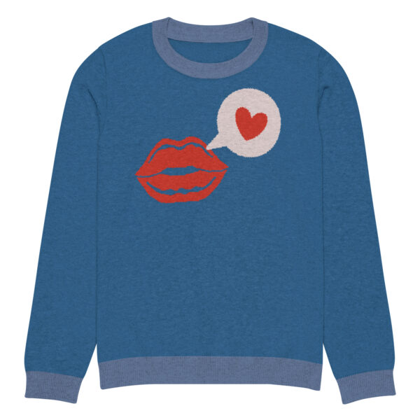 Knitted crew neck sweater Unisex - Blue Kiss - Image 9