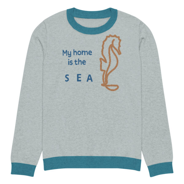 Knitted crew neck sweater Unisex - My Home is the Sea - Image 9