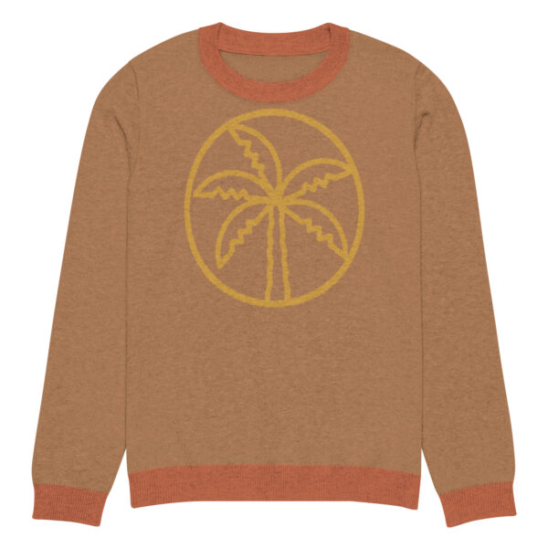Knitted crew neck sweater Unisex - Yellow Palm Trees - Image 9