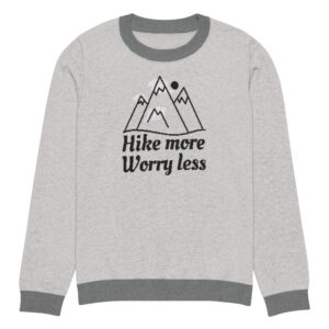 Knitted crew neck sweater - Hike More Worry Less