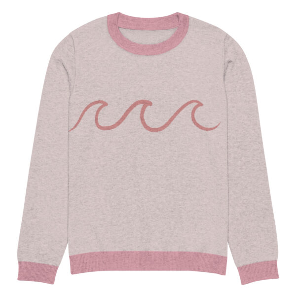 Knitted crew neck sweater Unisex - Pink Waves - Image 9