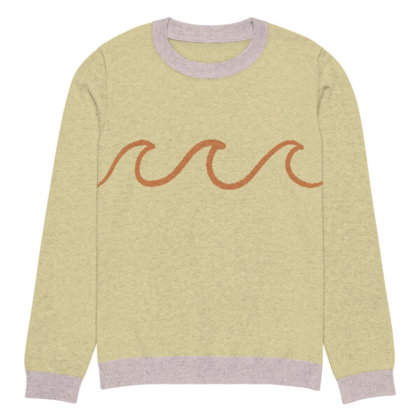 Knitted crew neck sweater Unisex - Yellow Waves - Image 9