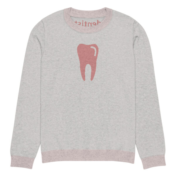 Knitted crew neck sweater Unisex - Dentistry Pink and Gray - Image 9