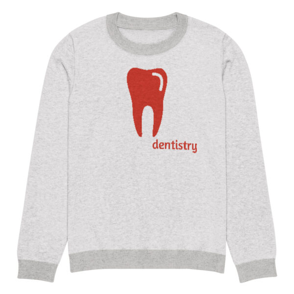 Knitted crew neck sweater Unisex - Dentistry Red and Gray - Image 9