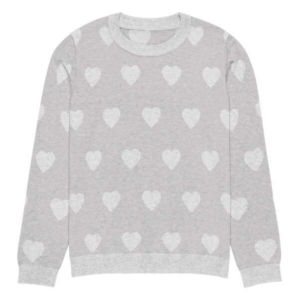 Knitted crew neck sweater Unisex - White Hearts - Image 11