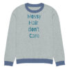 Knitted crew neck sweater - Messy Hair Don't Care Blue Candy - Image 11