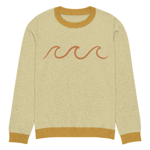 Knitted crew neck sweater Unisex - Yellow Waves 2 - Image 9