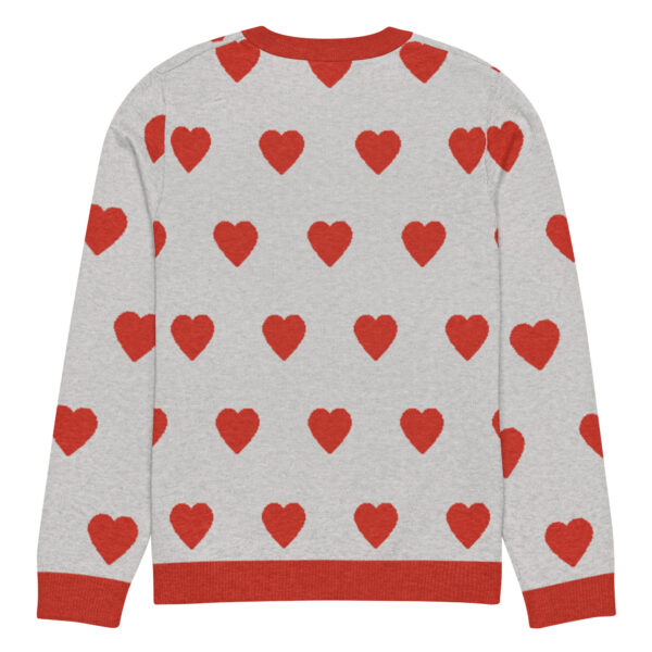 Knitted crew neck sweater Unisex - Red Hearts - Image 4