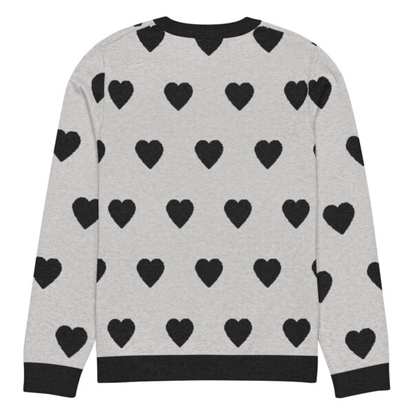 Knitted crew neck sweater Unisex - Hearts Black and Gray - Image 4