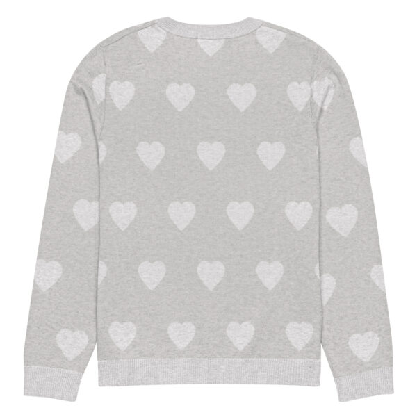 Knitted crew neck sweater Unisex - White Hearts - Image 4