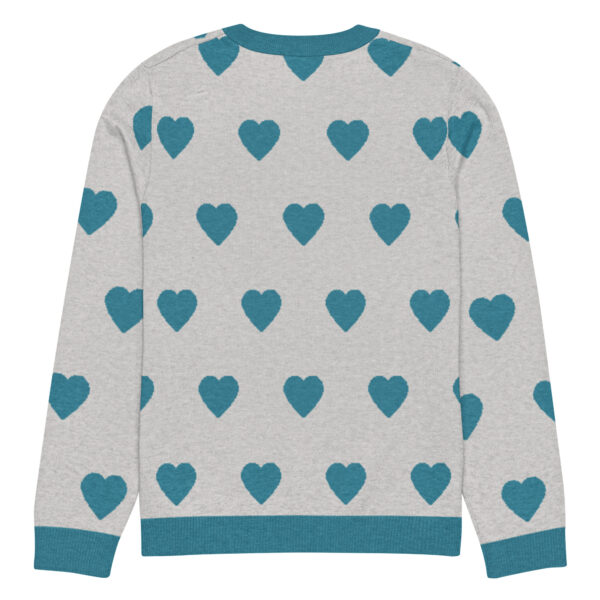 Knitted crew neck sweater Unisex - Green Hearts - Image 4