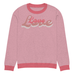 Knitted crew neck sweater Unisex - Pink Love