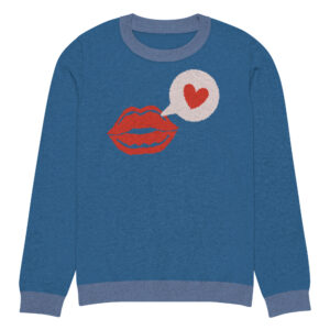 Knitted crew neck sweater Unisex - Blue Kiss