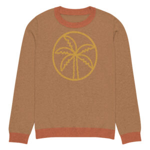 Knitted crew neck sweater Unisex - Yellow Palm Trees