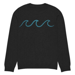 Knitted crew neck sweater Unisex - Waves