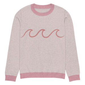 Knitted crew neck sweater Unisex - Pink Waves