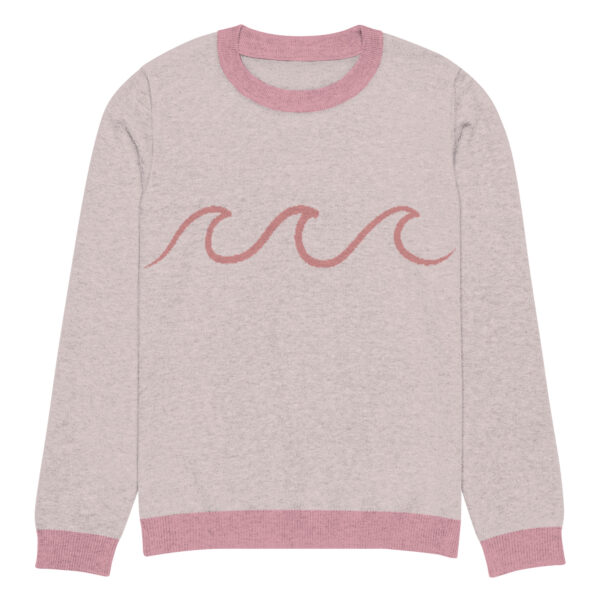Knitted crew neck sweater Unisex - Pink Waves