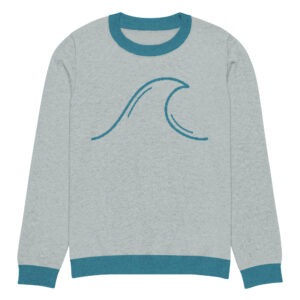 Knitted crew neck sweater Unisex - Blue Sea