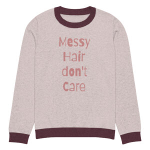 Knitted crew neck sweater - Messy Hair Don't Care Red Candy