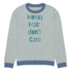 Knitted crew neck sweater - Messy Hair Don't Care Blue Candy - Image 3