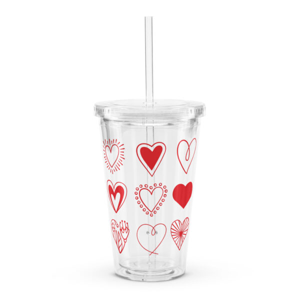 Plastic Tumbler Clear - Hearts - Image 2