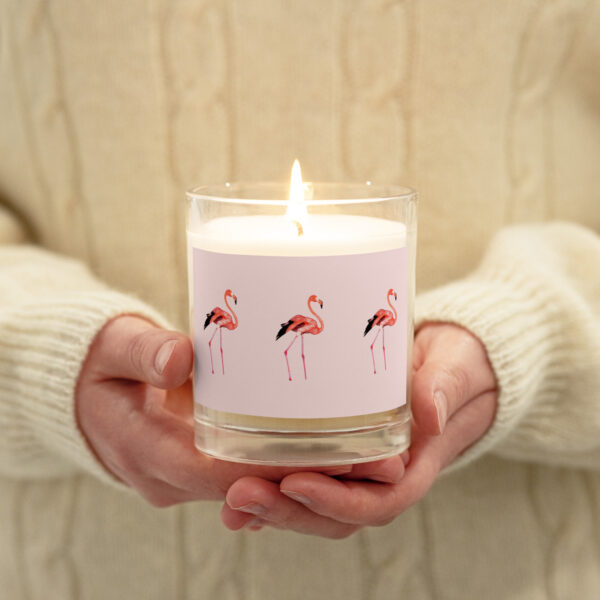 Glass jar soy wax candle - Flamingo - Image 4