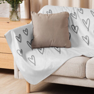 Blanket Sherpa - Hearts (Gray)