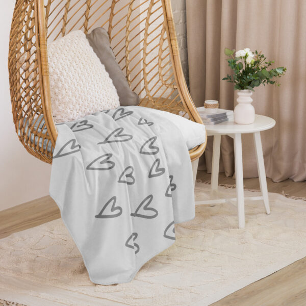 Blanket Sherpa - Hearts (Gray) - Image 4