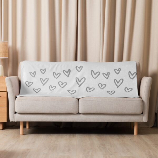 Blanket Sherpa - Hearts (Gray) - Image 5